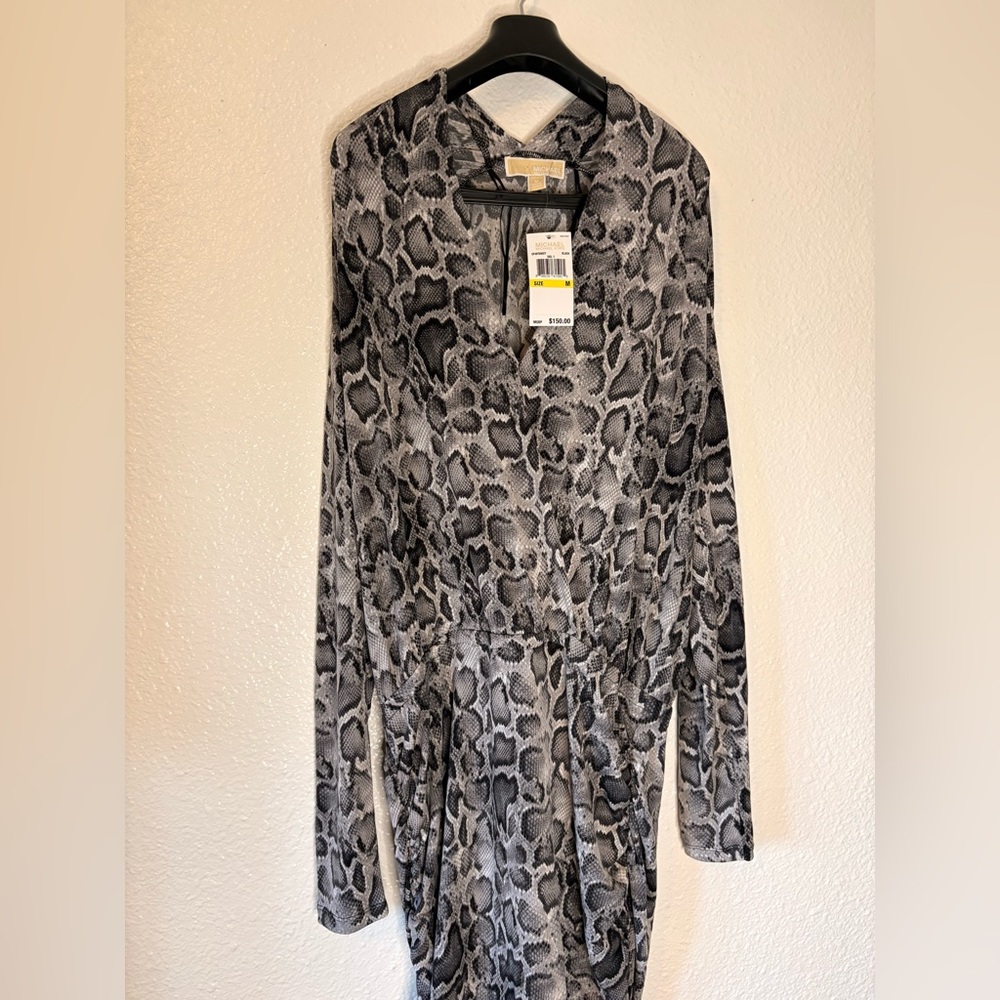 MICHAEL Michael Kors Black and Gray Snake Print Dress